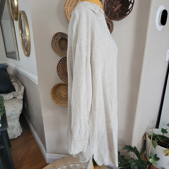 Asos Design Ltd Beige Button-Up Linen Blend Shirt Dress Sz 12 - Picture 2 of 7